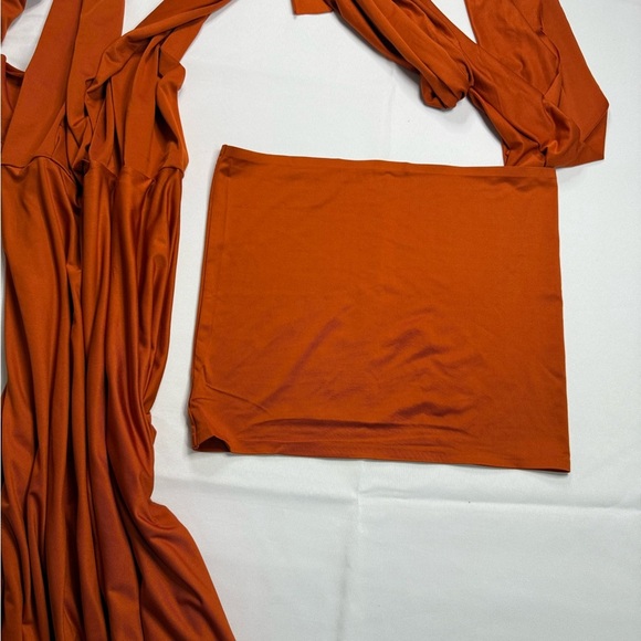 Orange Sleeveless Halter Maxi Gown - Picture 2 of 8